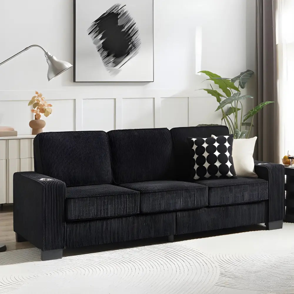 Elevate your space with the luxurious 83.86 corduroy fabric sofa $399.99 specification product information item