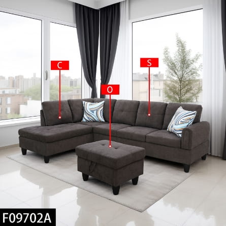 Elevate your living space with luxury dark brown flannel sofa set