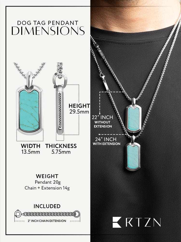 Turquoise Dog Tag Pendant Necklace - Maven Couture IncDog Tag Pendant