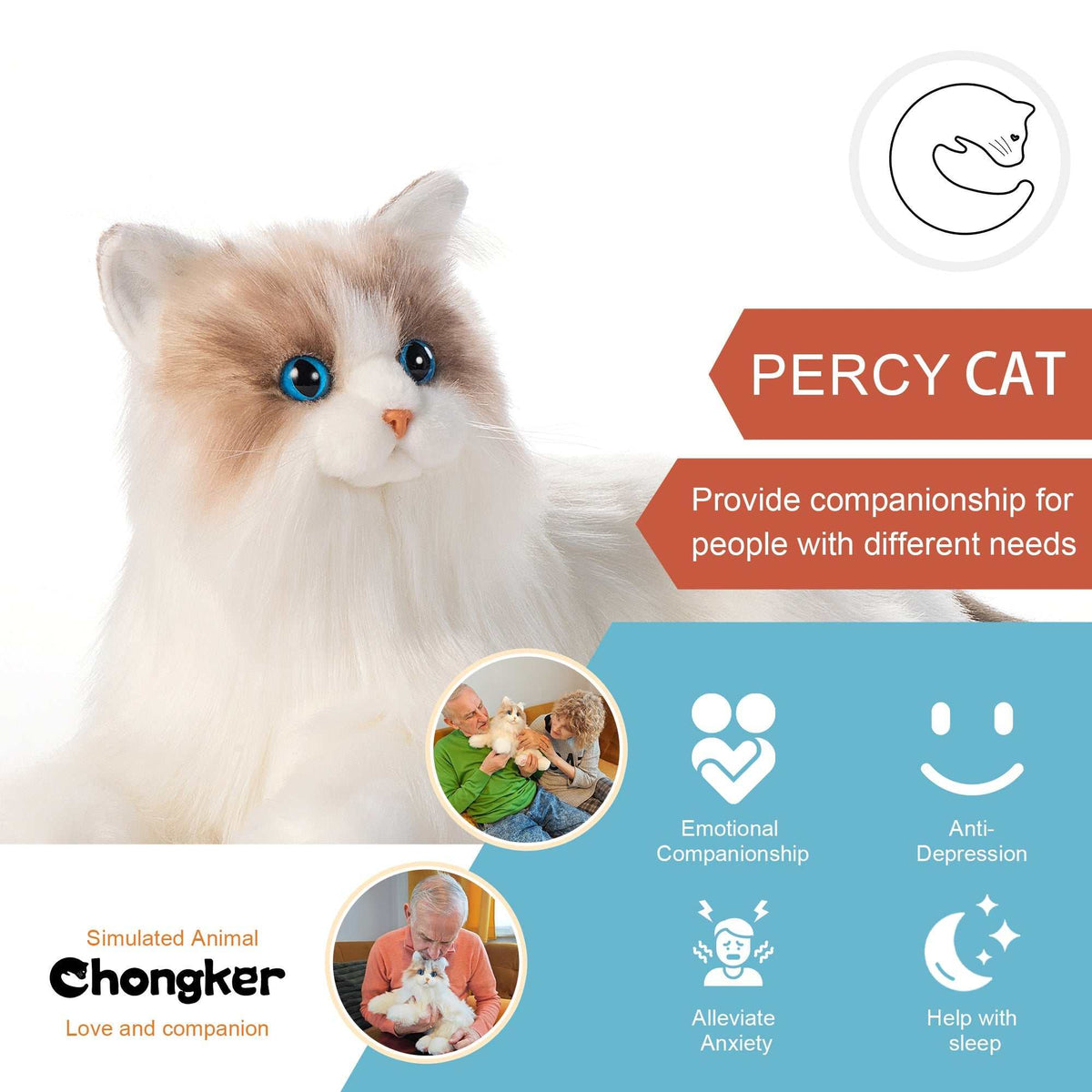 Percy Robot Cat – Voice,Purring & Heartbeat for Comfort - Maven Couture IncPERCY