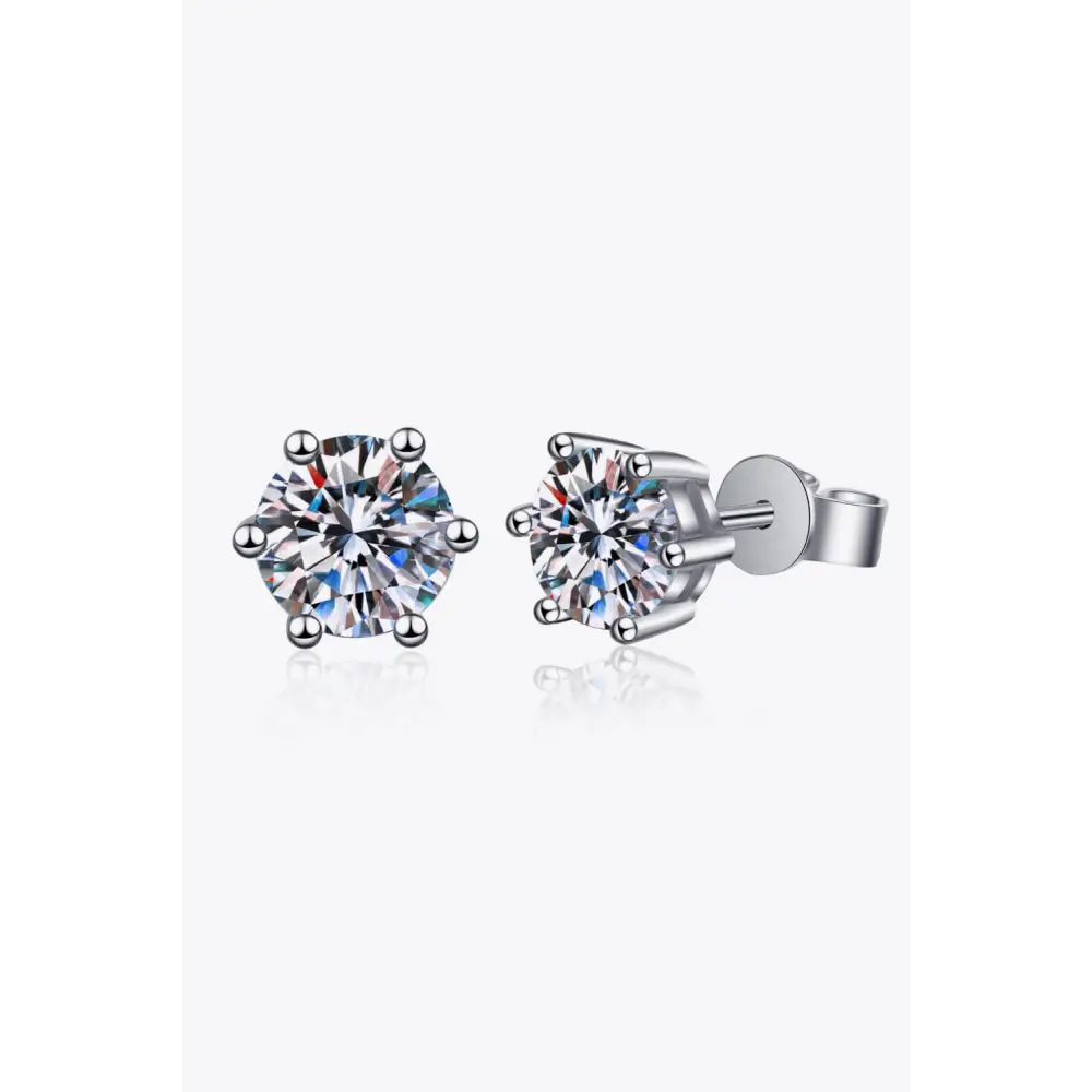 Elevate your style with luxury fashion 2 carat moissanite stud earrings $43.99 picture flat lay modern, minimalist