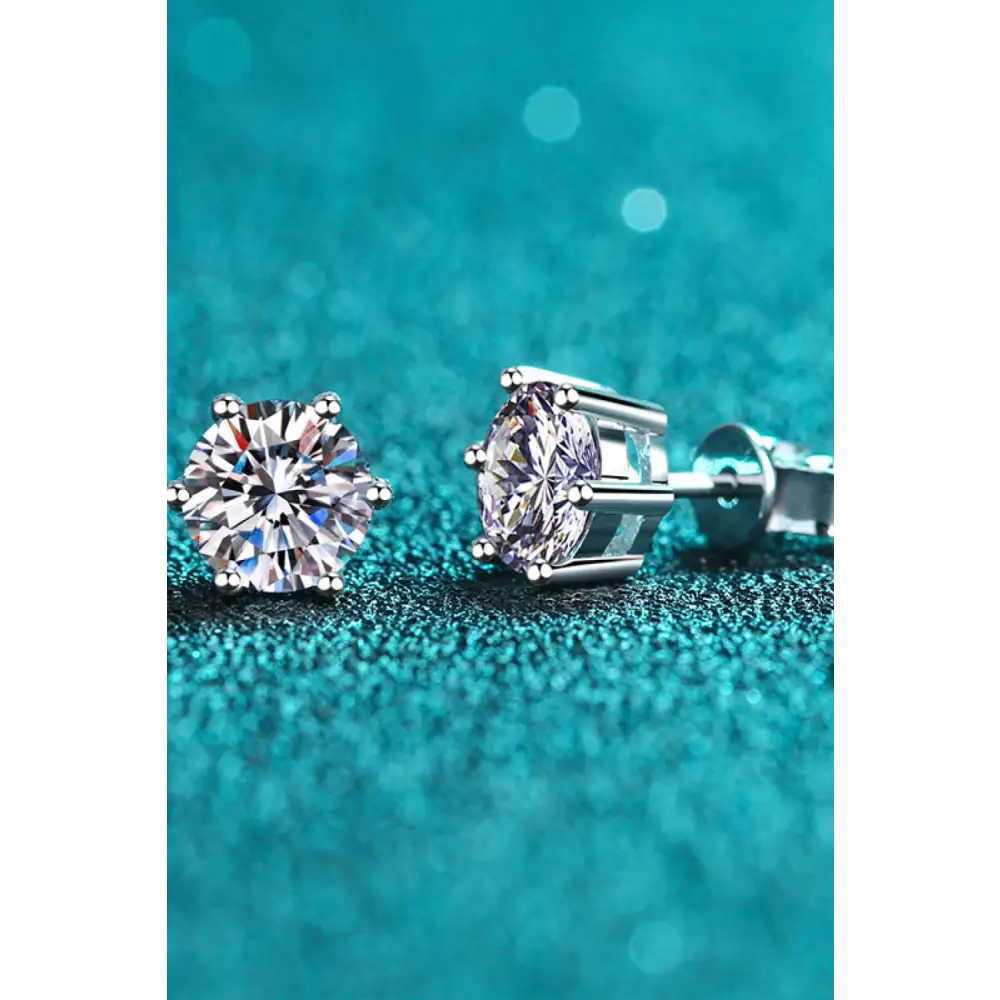 Elevate your style with luxury fashion 2 carat moissanite stud earrings $43.99 picture flat lay modern, minimalist