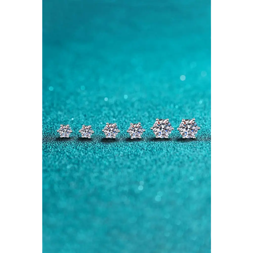 Elevate your style with luxury fashion 2 carat moissanite stud earrings $43.99 picture flat lay modern, minimalist