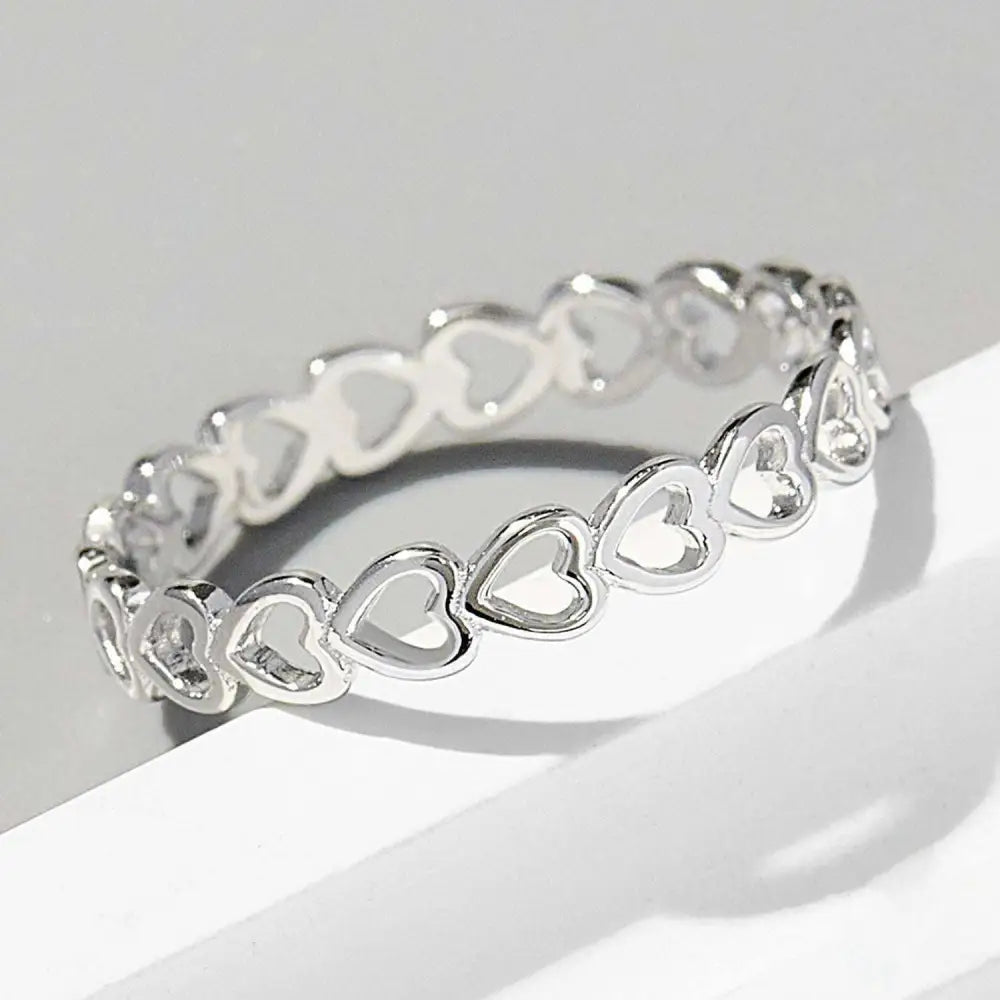 Elegant 925 sterling silver heart link ring in luxury fashion for women $16 1-piece 925 sterling silver / a hallmark