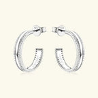 925 Sterling Silver Inlaid Moissanite C-Hoop Earrings