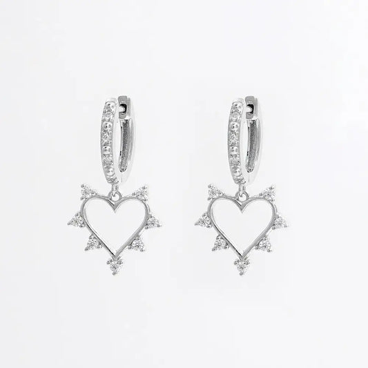 Exquisite 925 sterling silver inlaid zircon heart dangle earrings $19.99 1-piece crafted from exquisite 925 sterling