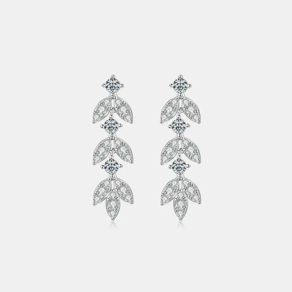 Luxury 925 sterling silver moissanite leaf earrings for exclusive fashion $69 1-pair indulge in the brilliance