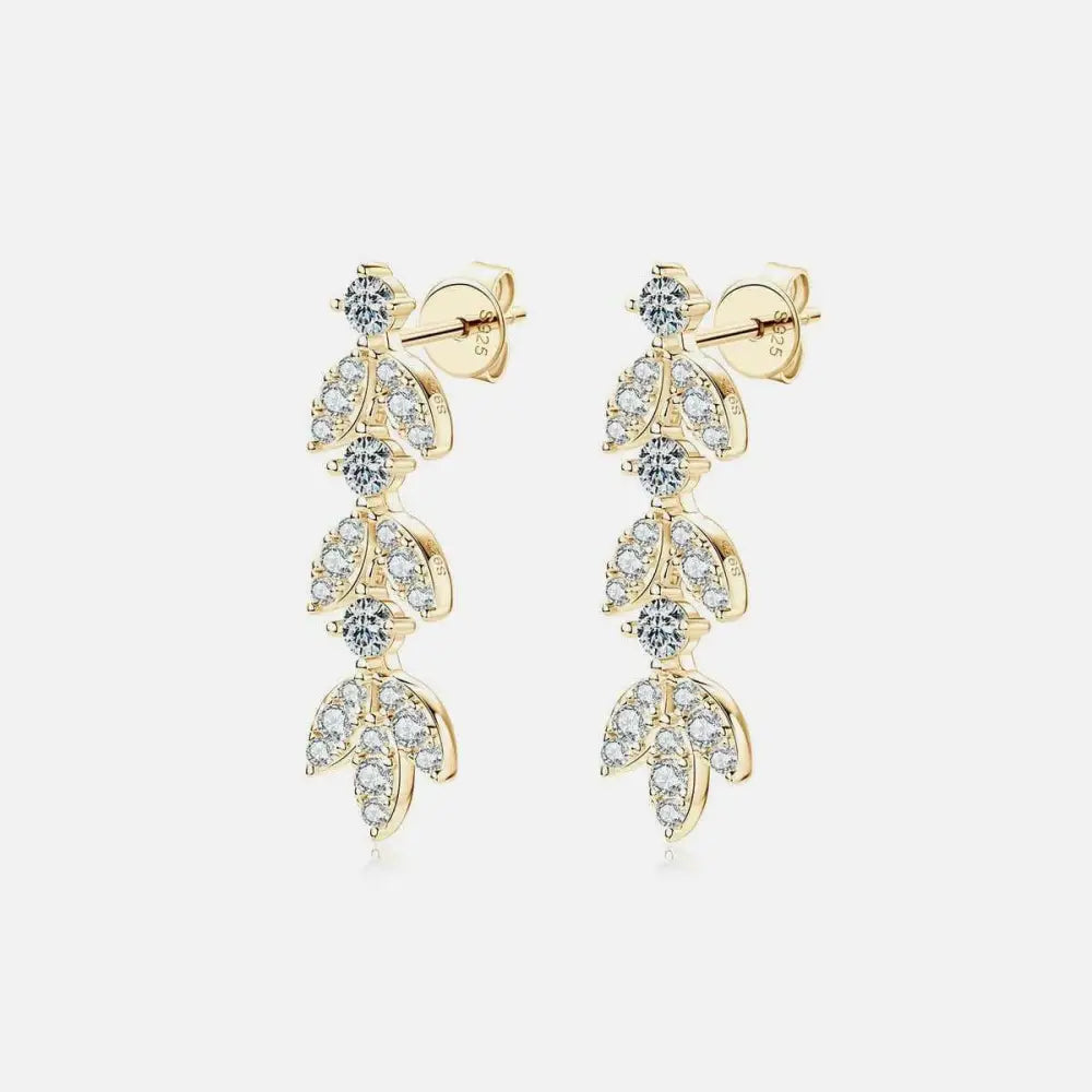 Luxury 925 sterling silver moissanite leaf earrings for exclusive fashion $69 1-pair indulge in the brilliance