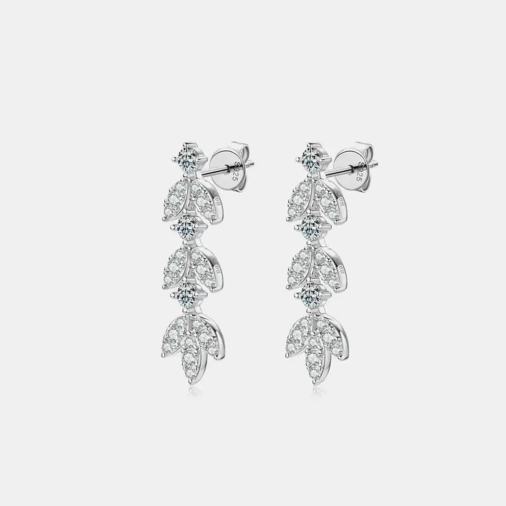 Luxury 925 sterling silver moissanite leaf earrings for exclusive fashion $69 1-pair indulge in the brilliance