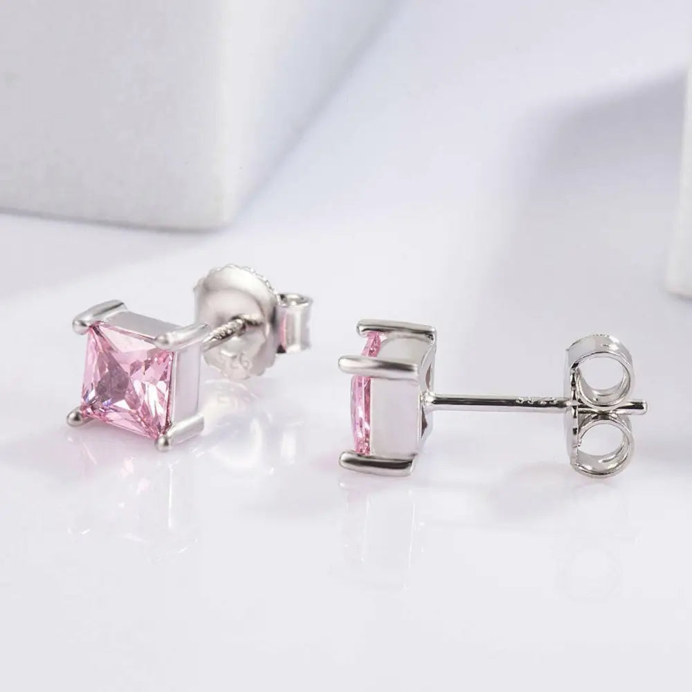 Elevate your wardrobe with 925 sterling silver square zircon earrings $39 1-pair platinum-plated, 925 sterling silver,