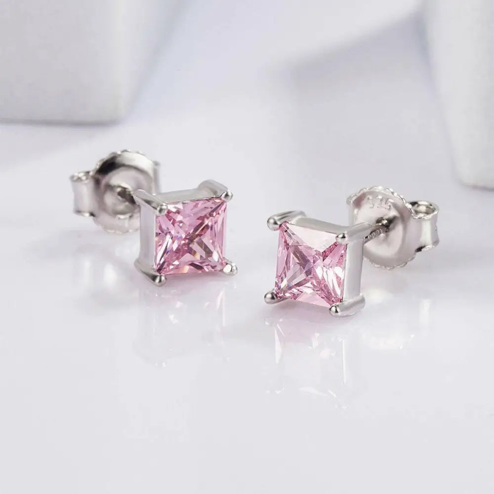 Elevate your wardrobe with 925 sterling silver square zircon earrings $39 1-pair platinum-plated, 925 sterling silver,