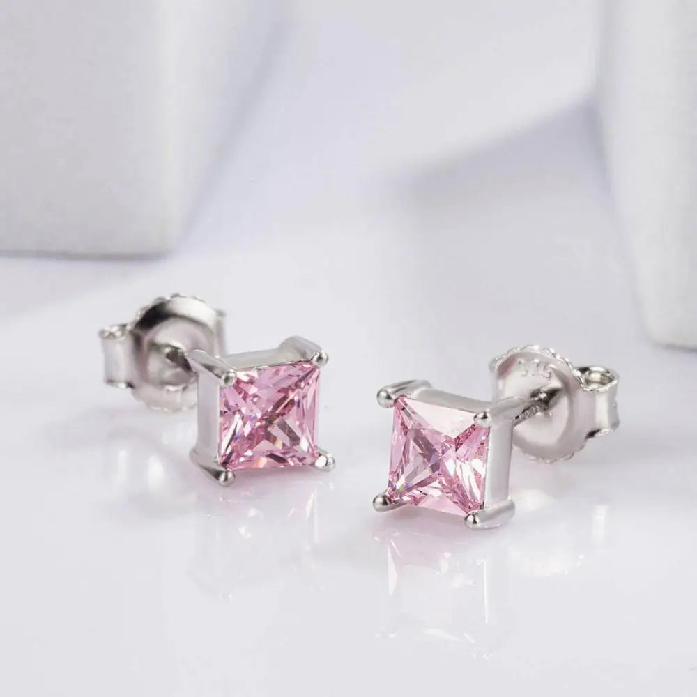 Elevate your wardrobe with 925 sterling silver square zircon earrings $39 1-pair platinum-plated, 925 sterling silver,