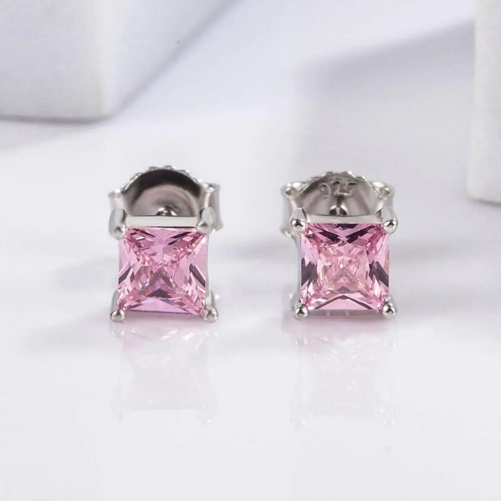 Elevate your wardrobe with 925 sterling silver square zircon earrings $39 1-pair platinum-plated, 925 sterling silver,