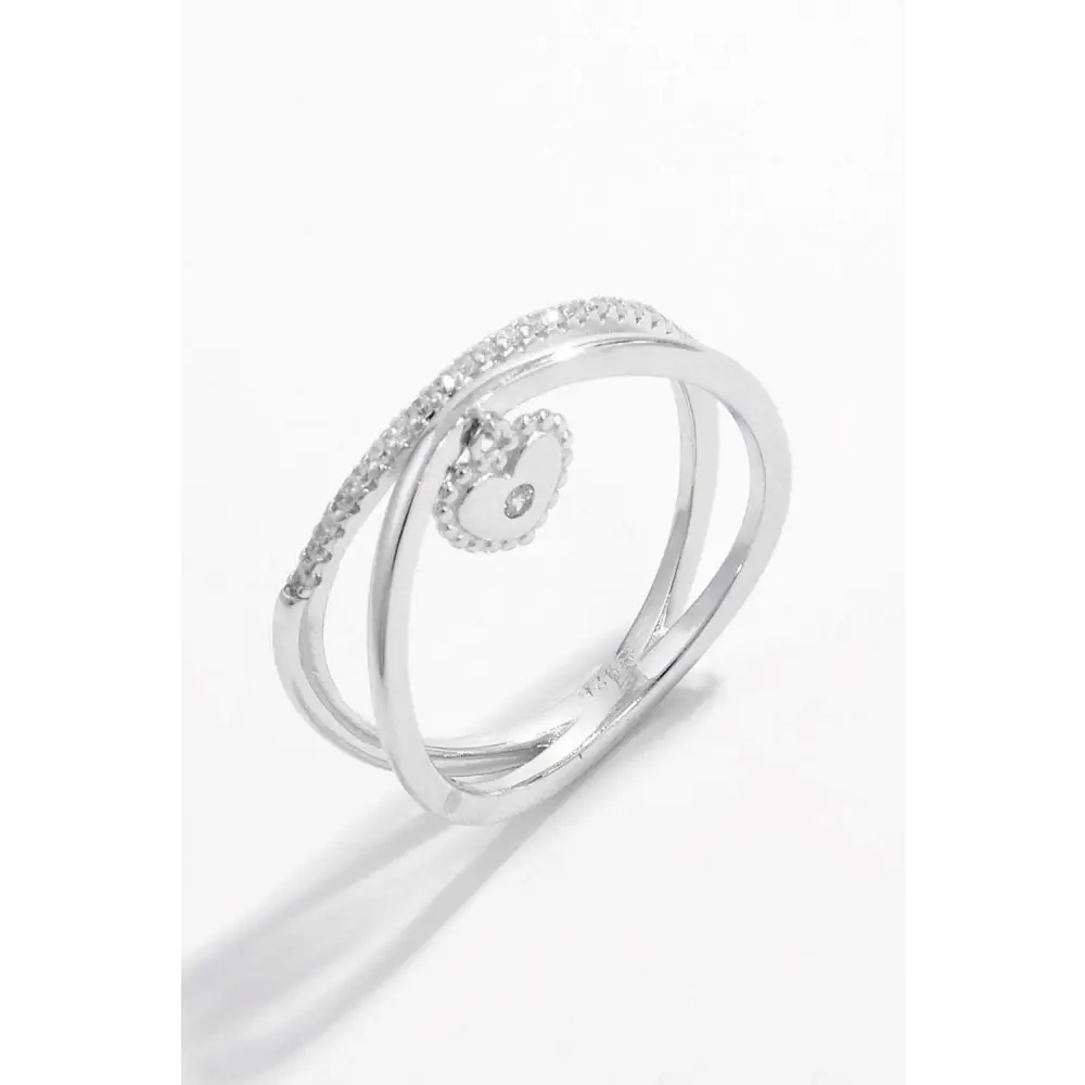 Zircon heart charm ring in platinum-plated luxury fashion for women $42 1-piece richly crafted from platinum-plated,