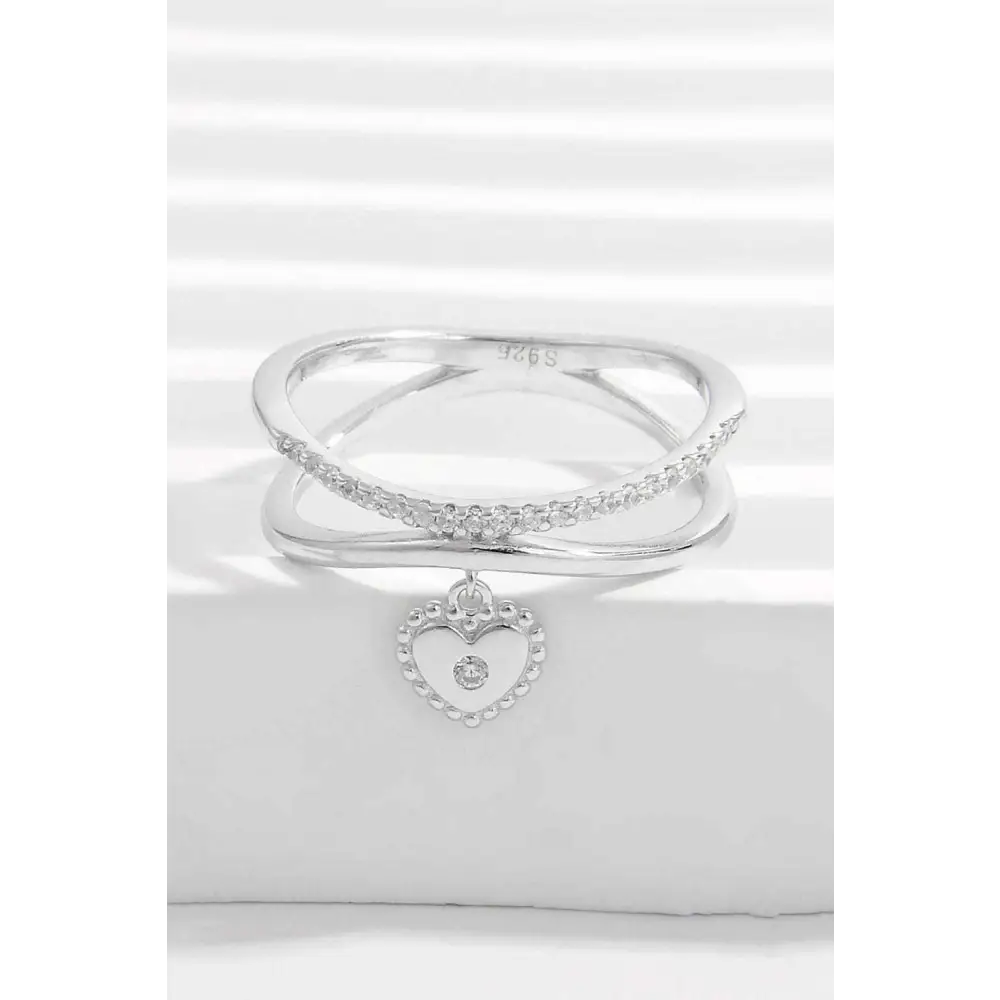 Zircon heart charm ring in platinum-plated luxury fashion for women $42 1-piece richly crafted from platinum-plated,