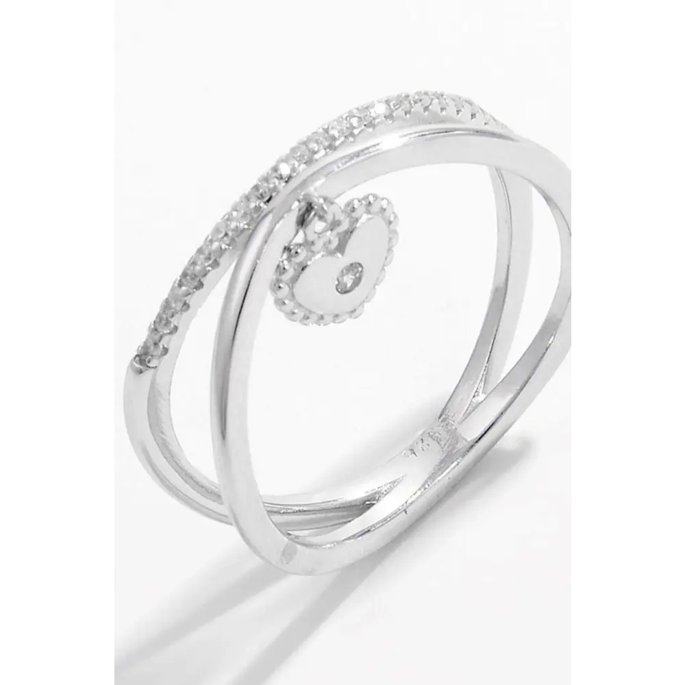 Zircon heart charm ring in platinum-plated luxury fashion for women $42 1-piece richly crafted from platinum-plated,