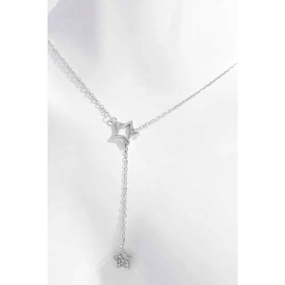 Exquisite sterling silver zircon star necklace for luxury fashion women $48 1-piece platinum-plated, 925 sterling