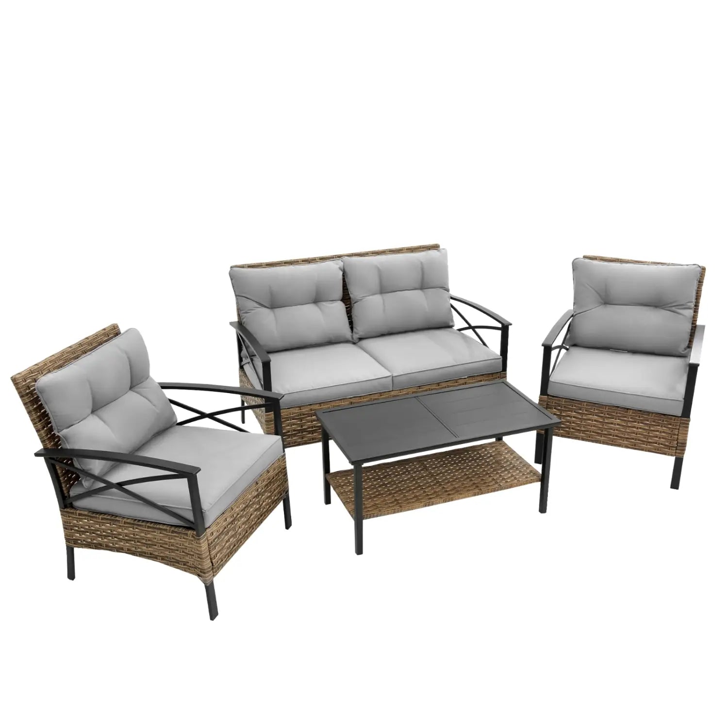 Elevate outdoor living with the luxe patio 4-piece sectional sofa set