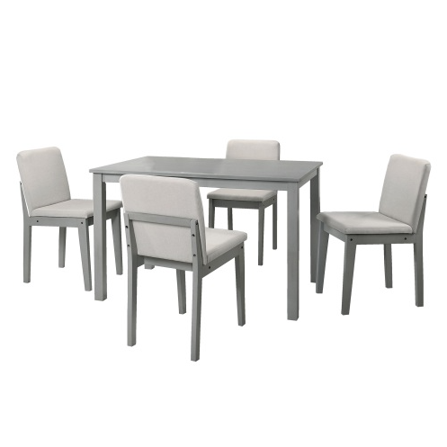 Grey finish 5pc dining room set for a touch of luxury and comfort