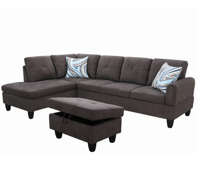 Elevate your living space with luxury dark brown flannel sofa set