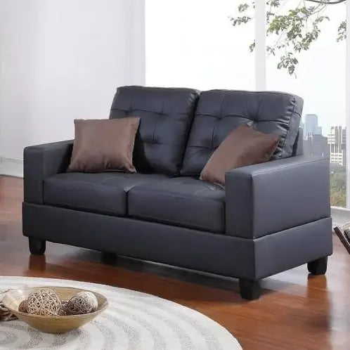 Luxury black faux leather sofa set for contemporary elegance