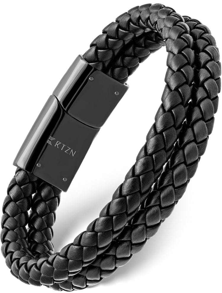 Double Black Braided Leather Bracelet - Maven Couture IncLeather Bracelet