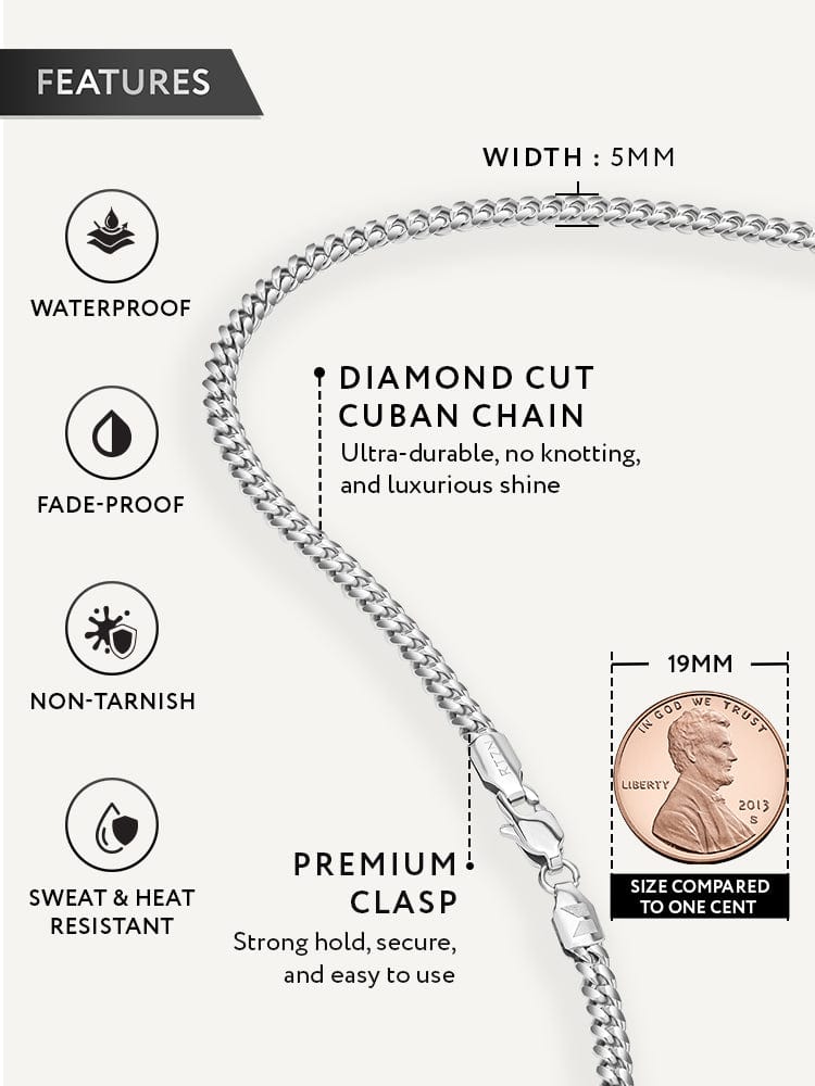 Silver Cuban Link Chain (5mm) - Maven Couture IncNecklace