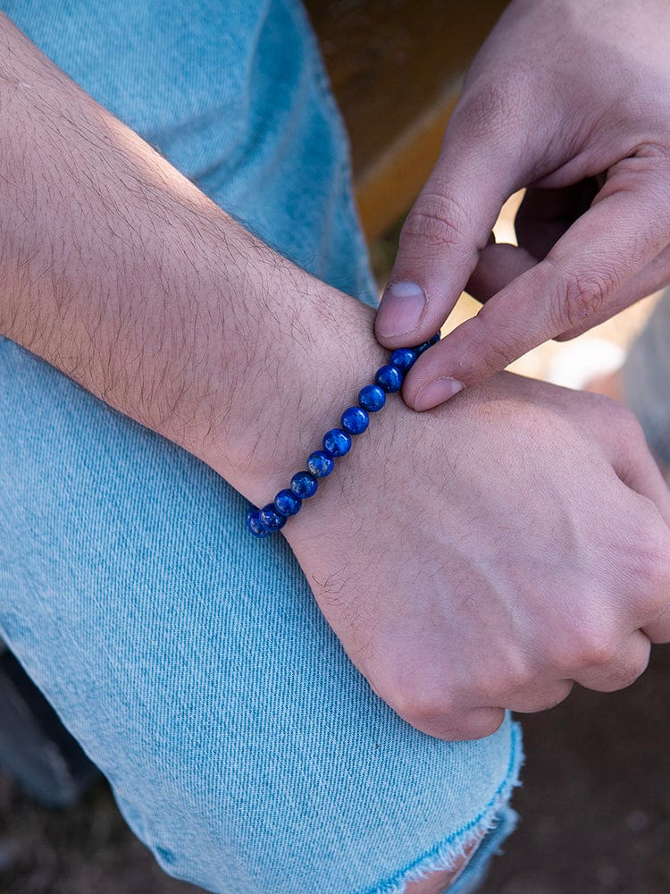 Men’s Blue Lapis Lazuli Beaded Bracelet Bali - Maven Couture IncBeaded Bracelet