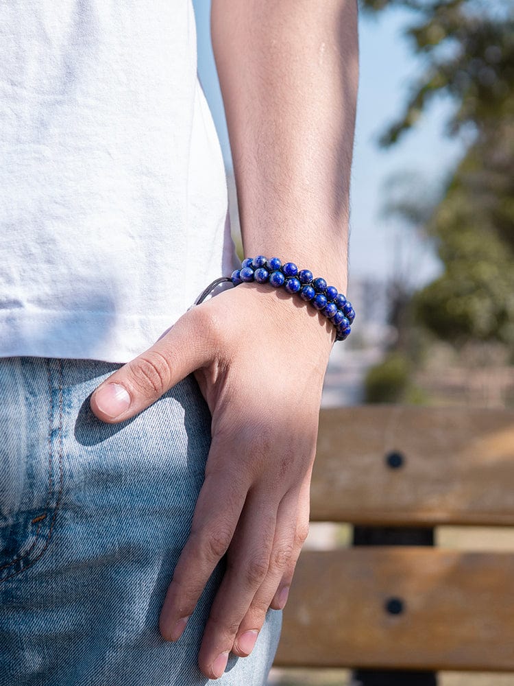Men’s Blue Lapis Lazuli Beaded Bracelet Morocco - Maven Couture IncBeaded Bracelet