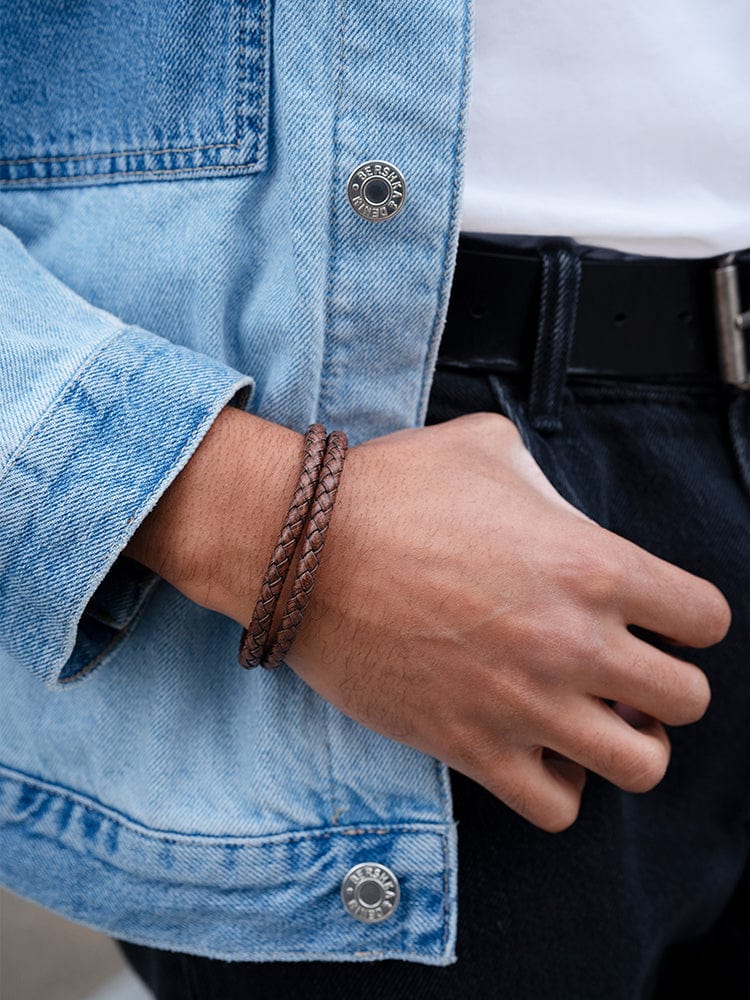 Double Brown Braided Leather Bracelet - Maven Couture IncLeather Bracelet