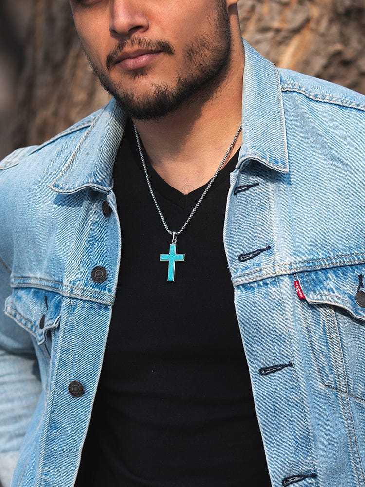 Turquoise Cross Pendant Necklace - Maven Couture IncCross Pendant