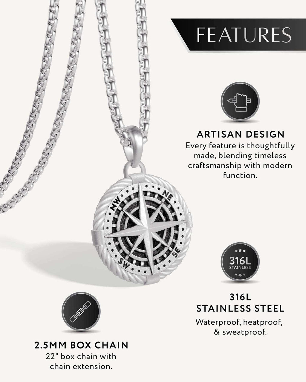 Compass Pendant Necklace - Maven Couture IncNecklace