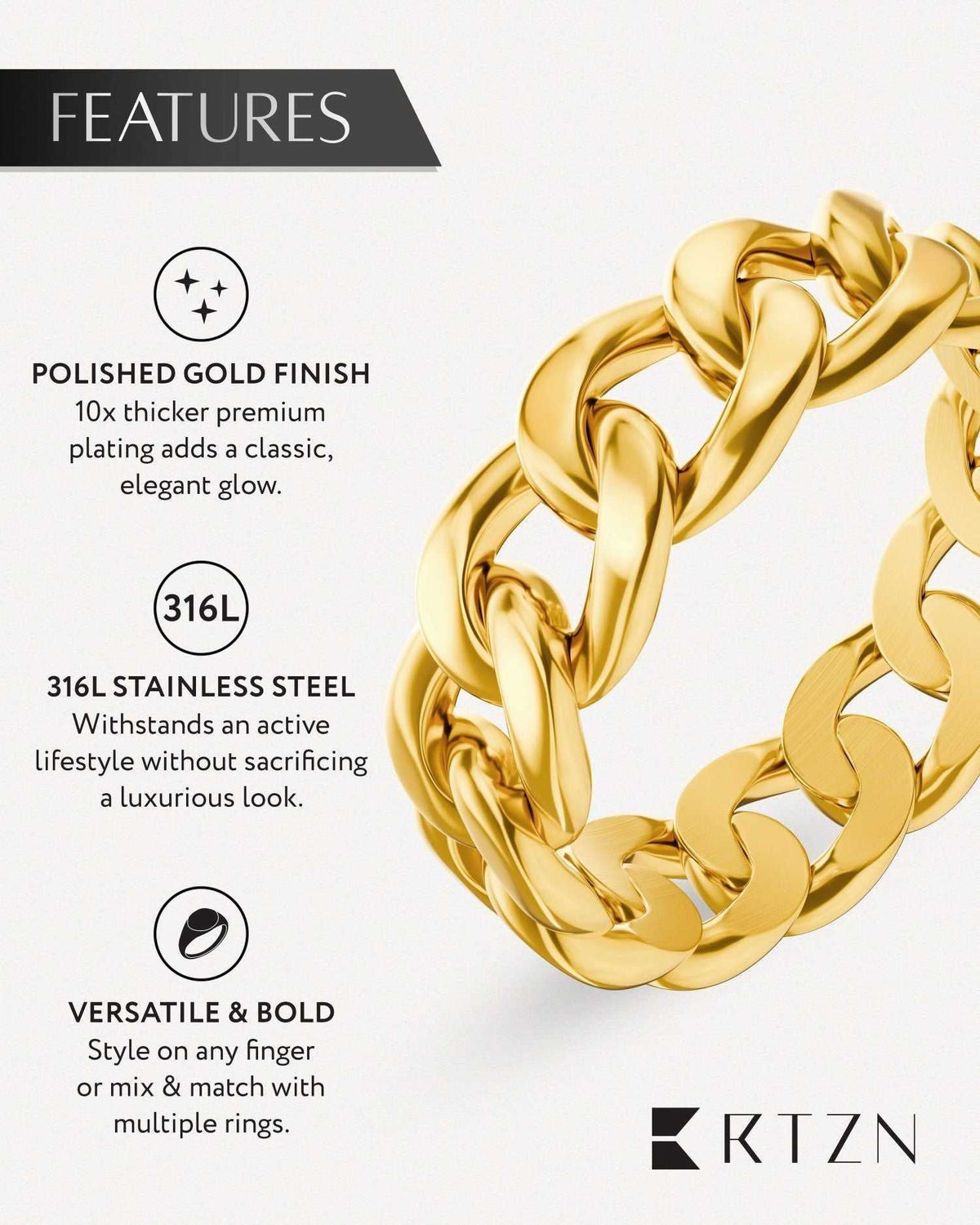 Cuban Link Ring (Gold) - Maven Couture IncRings