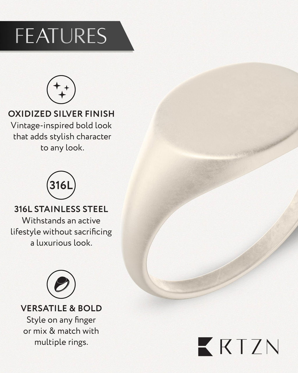 Round Signet Rings (Oxidized) - Maven Couture IncRings