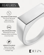 Rectangle Silver Signet Rings (Polished) - Maven Couture IncRings