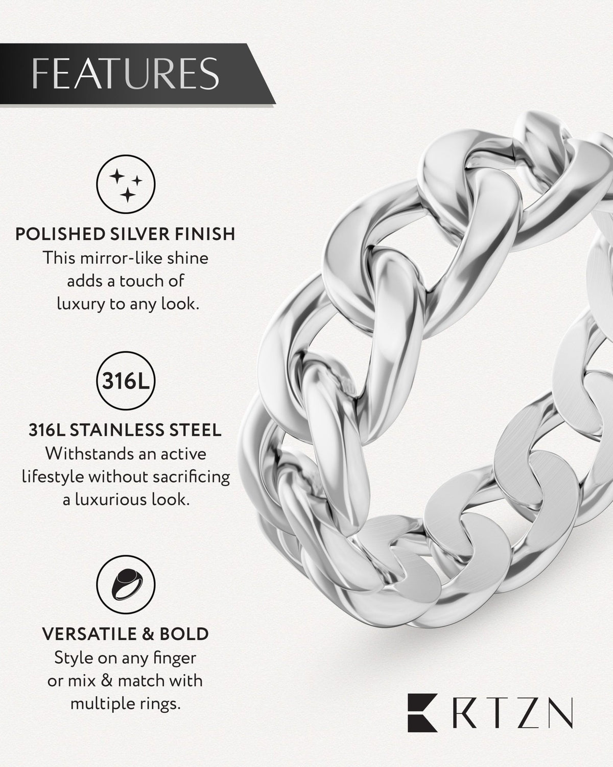 Cuban Link Ring (Silver) - Maven Couture IncRings