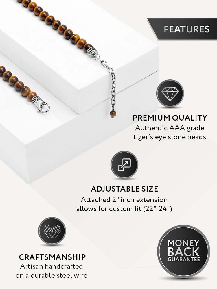 Tiger Eye Beaded Necklace - Maven Couture IncNecklace