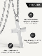 Cross Pendant Necklace (Silver) - Maven Couture IncCross Pendant