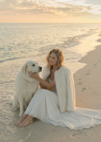 Ivory Faux Fur Oversized Bridal Jacket (Oliva Ivy07)