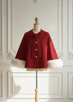 Pink Bridal Cape with Faux Fur Trim (Amanda Pin06)