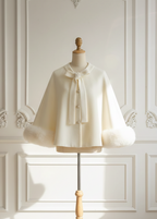 Pink Bridal Cape with Faux Fur Trim (Amanda Pin06)