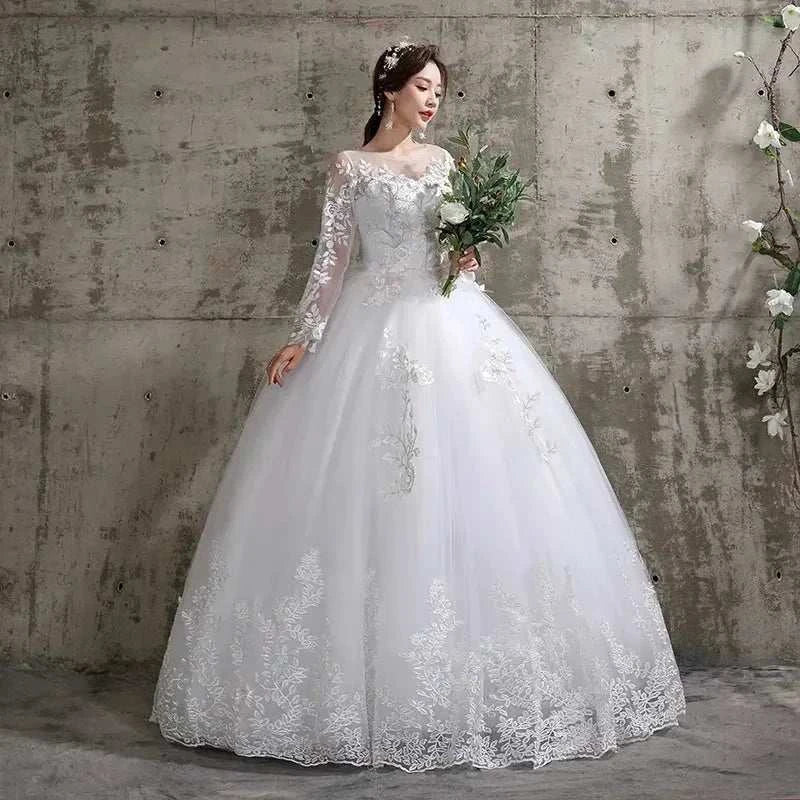 Custom Luxury Wedding Dress - Long Sleeve Ball Gown Plus Size | Femstylo