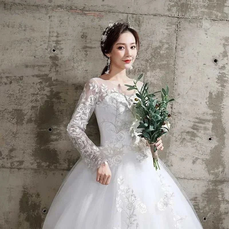 Custom Luxury Wedding Dress - Long Sleeve Ball Gown Plus Size | Femstylo
