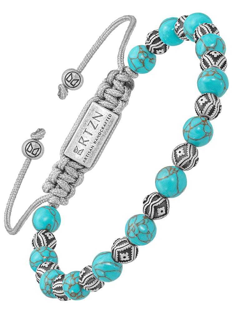 Turquoise & Silver Charms Beaded Bracelet - Native - Maven Couture IncBeaded Bracelet