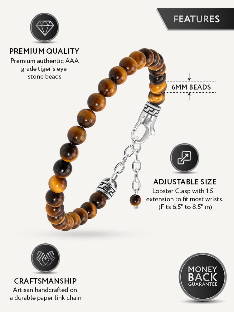 Tigers Eye Beaded Bracelet - Chain Fit - Maven Couture IncBeaded Bracelet