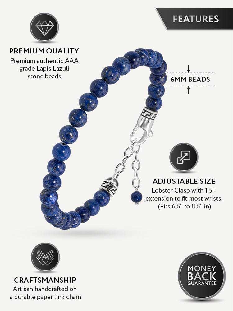 Lapis Lazuli Beaded Bracelet - Chain Fit - Maven Couture IncBeaded Bracelet