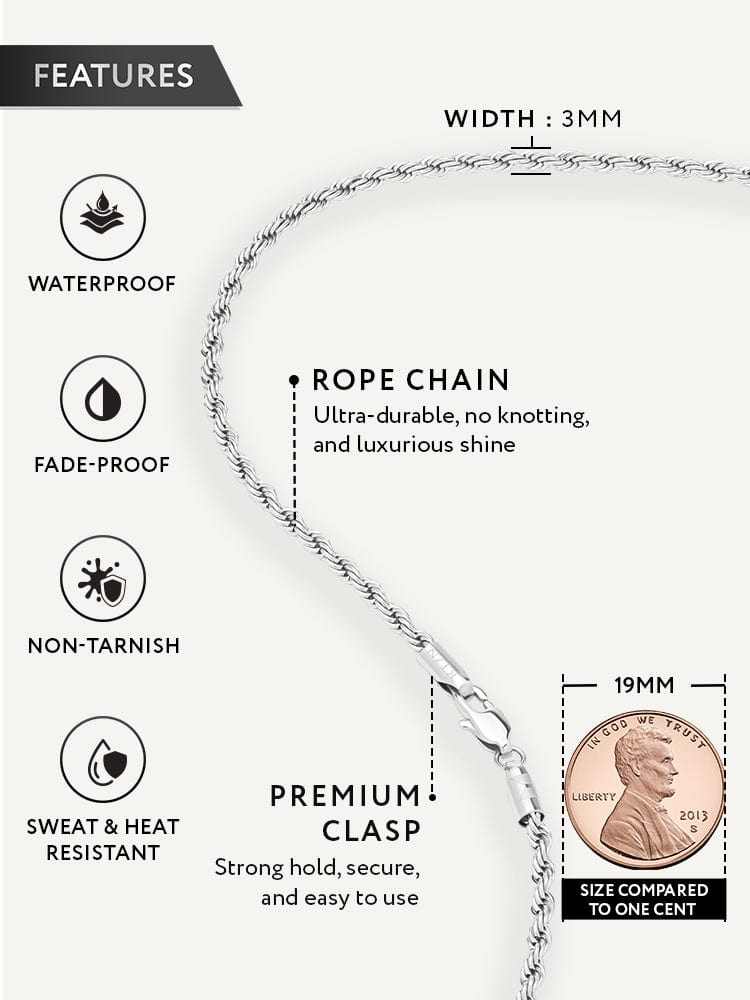 Silver Rope Chain (3mm) - Maven Couture IncNecklace