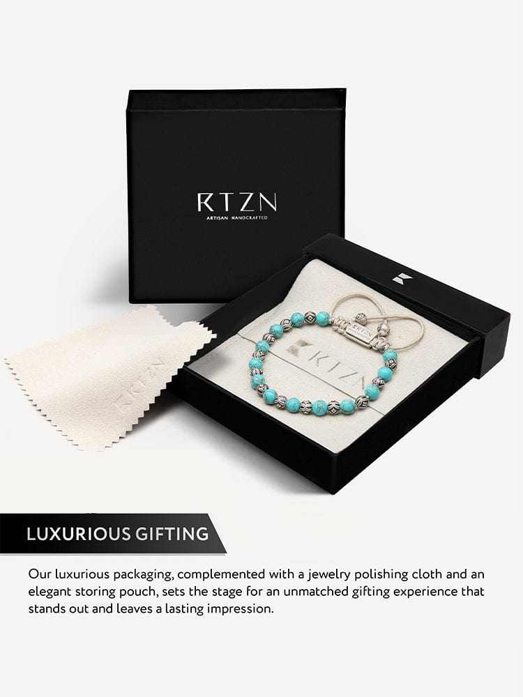 Turquoise & Silver Charms Beaded Bracelet - Native - Maven Couture IncBeaded Bracelet