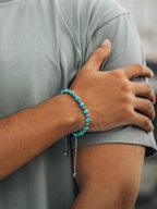 Turquoise & Silver Charms Beaded Bracelet - Native - Maven Couture IncBeaded Bracelet