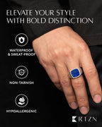 Lapis Lazuli Cushion Signet Ring - Maven Couture IncRings